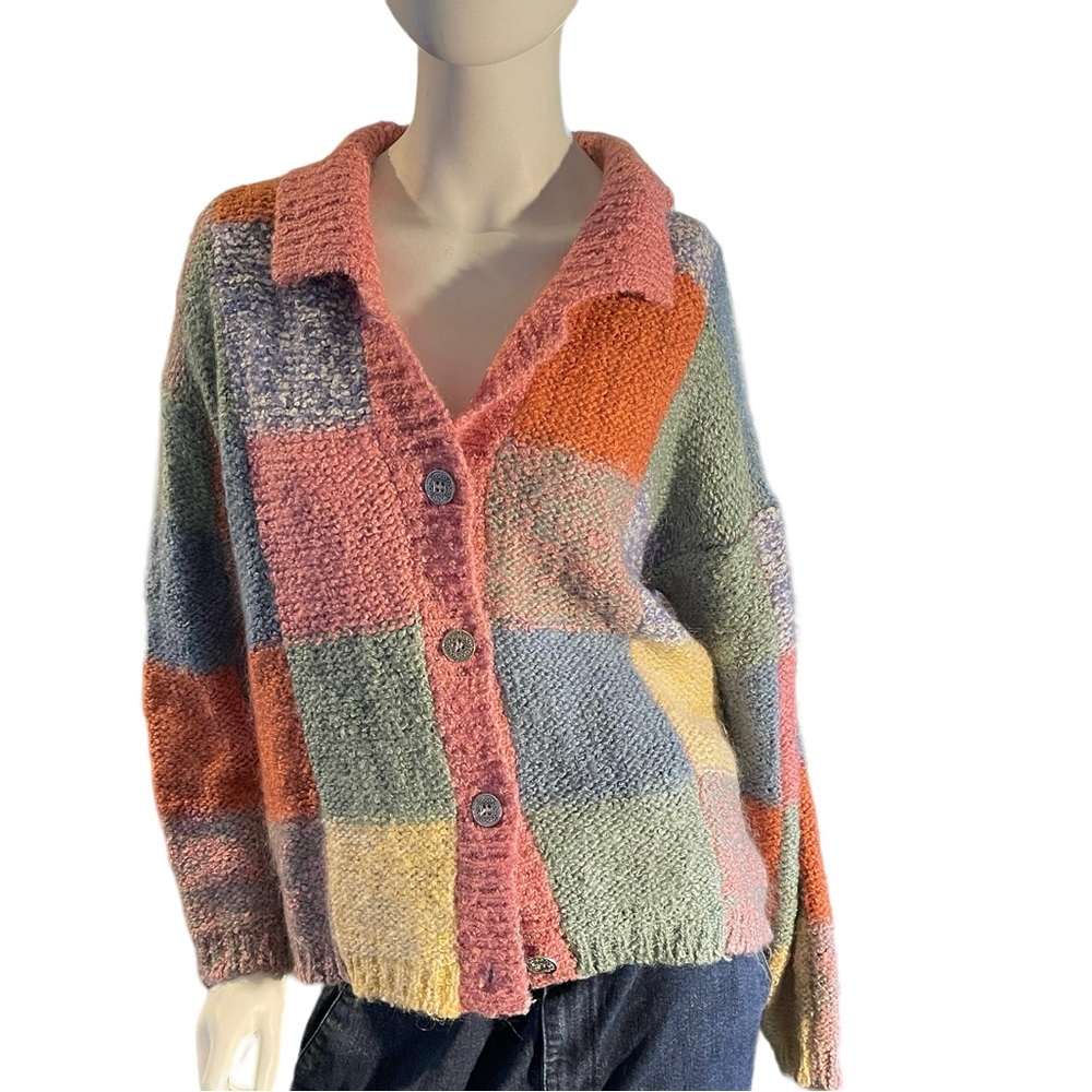 Vintage Colorblock CHU Button Down Cardigan/Sweater